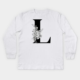 L alphabet Botanical cherry blossom sakura flowers Kids Long Sleeve T-Shirt